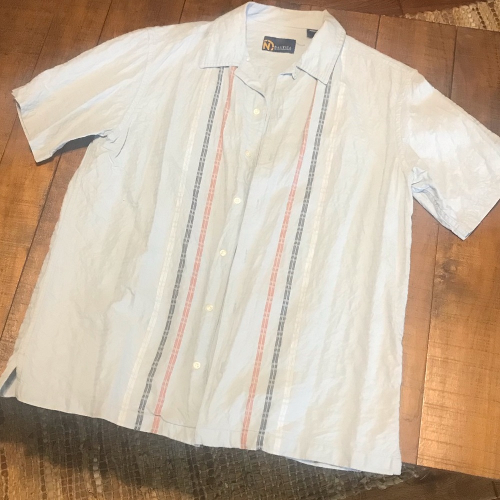 Textured Light blue button top